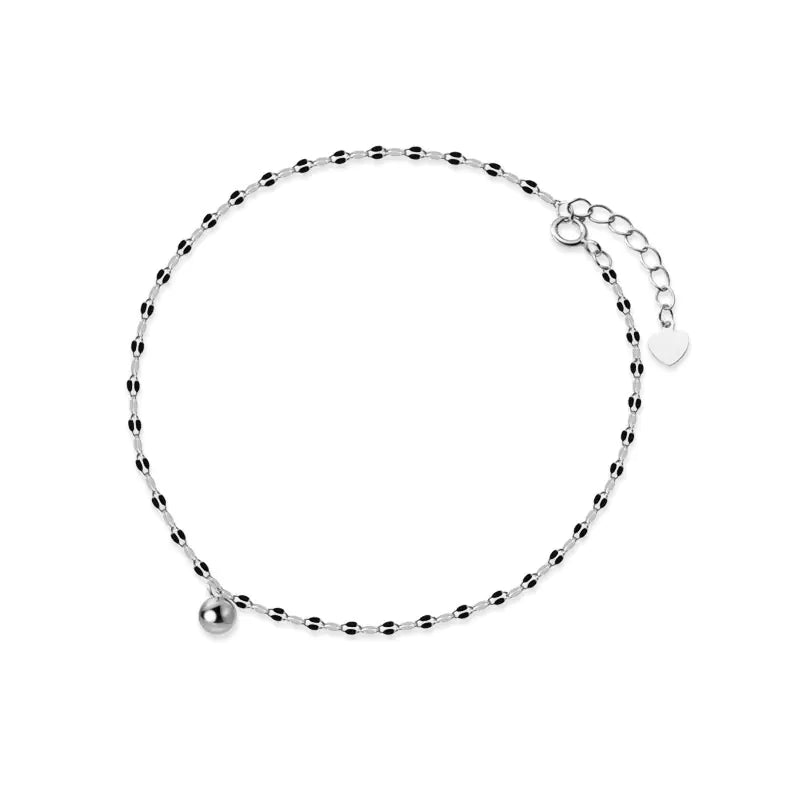 Simple Pearl Charm Silver Anklet for Women