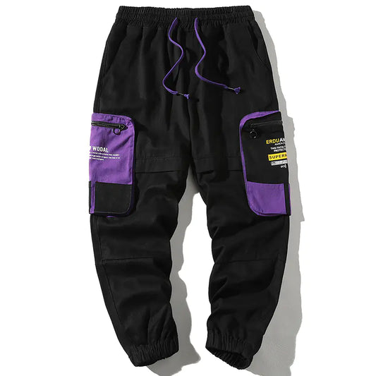 Color-Blocked Cargo Pants with Large Pockets