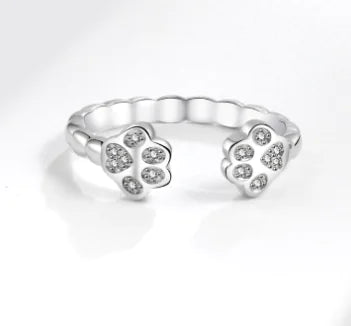Cute Open-End Cat Footprints Ring
