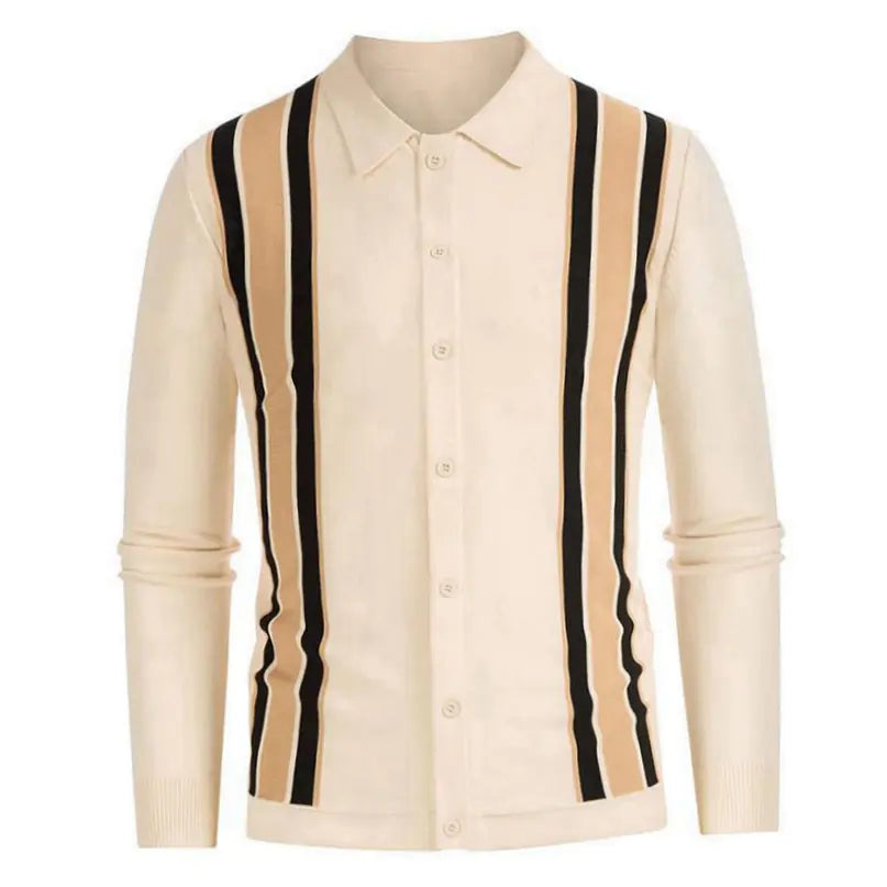 Men's Spring Thin Knitted Striped Shirt