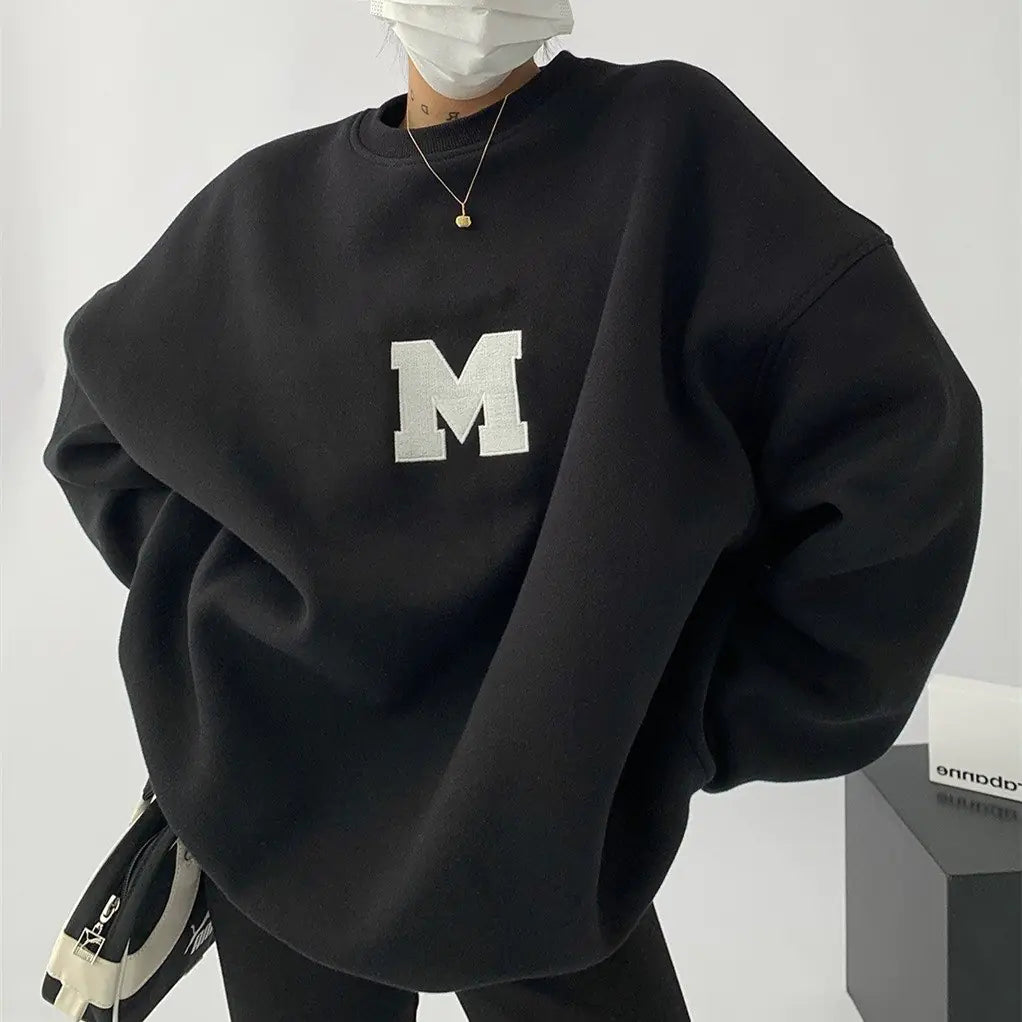 Women's Loose Embroidered Round Neck Sweatshirt